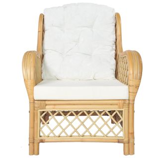 Fauteuil De Jardin - Chaise De Jardin Avec Coussin Rotin Naturel Et Lin