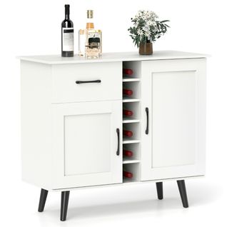 Buffet, Bahut, Meuble De Rangement Moderne Avec Casier à Vin 1 Tiroir 2 Portes 90x40x79cm Blanc