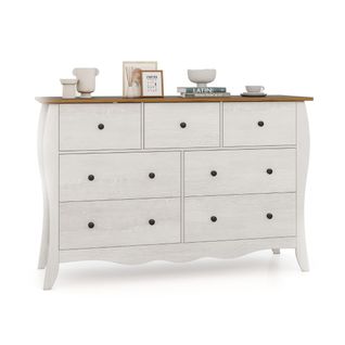 Commode, Chiffonnier, Meuble De Rangement Rustique Avec 7 Tiroirs En Tissu Pliables Gris