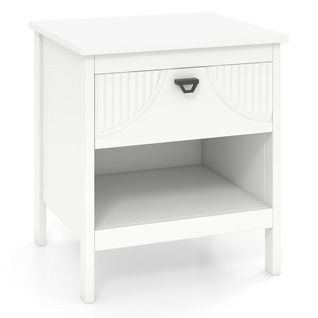 Table D'appoint - Table De Chevet à 2 Niveaux Avec Tiroir Bois 45 X 40 X 50 Cm Blanc