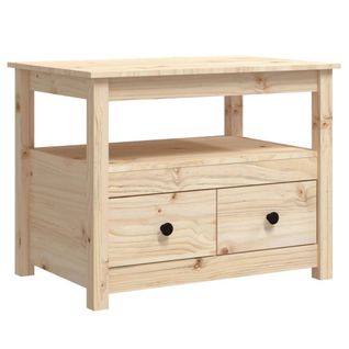 Table Basse - Table De Salon 71x49x55 Cm Bois Massif De Pin