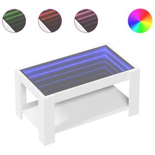 Table Basse - Table De Salon Avec LED Blanc 93x53x45 Cm Bois D'ingénierie