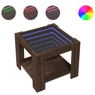 Table Basse - Table De Salon Avec LED Chêne Marron 53x53x45 Cm Bois D'ingénierie