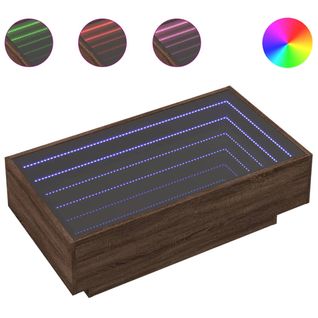 Table Basse - Table De Salon Avec LED Chêne Marron 90x50x30 Cm Bois D'ingénierie