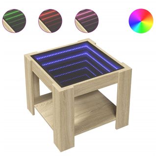 Table Basse - Table De Salon Avec LED Chêne Sonoma 53x53x45 Cm Bois D'ingénierie Z346
