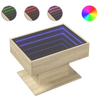 Table Basse - Table De Salon Avec LED Chêne Sonoma 70x50x45 Cm Bois D'ingénierie Z348