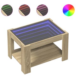 Table Basse - Table De Salon Avec LED Chêne Sonoma 73x53x45 Cm Bois D'ingénierie Z349