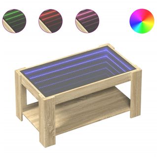 Table Basse - Table De Salon Avec LED Chêne Sonoma 93x53x45 Cm Bois D'ingénierie Z351