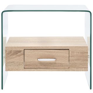 Table Basse - Table De Salon Avec Tiroir 50x50x45 Cm Verre Trempé Z560