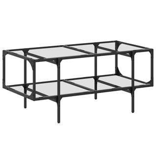 Table Basse - Table De Salon Avec Dessus En Verre Transparent 98,5x50x45cm Acier