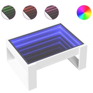 Table Basse - Table De Salon Avec LED Infini Blanc 70x53x30 Cm Z369