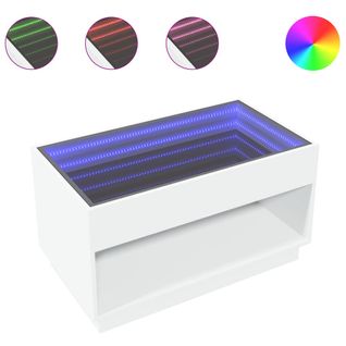 Table Basse - Table De Salon Avec LED Infini Blanc 90x50x50 Cm Z371