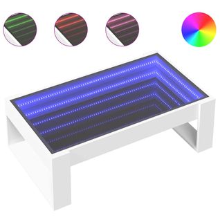 Table Basse - Table De Salon Avec LED Infini Blanc 90x53x30 Cm Z372