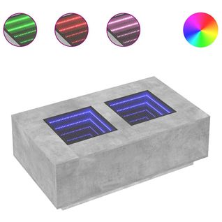 Table Basse - Table De Salon Avec LED Infini Gris Béton 116x69x40 Cm Z401