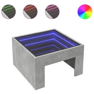 Table Basse - Table De Salon Avec LED Infini Gris Béton 50x50x30 Cm Z403