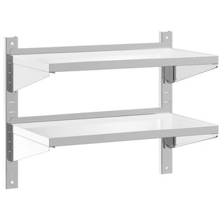 Étagère Murale - Étagère Flottante à 2 Niveaux 75x40x60 Cm Argenté Acier Inoxydable Em88