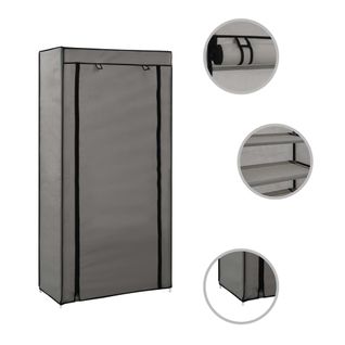 Armoire à Chaussures - Meuble à Chaussures Avec Housse Gris 58x28x106 Cm Tissu E102