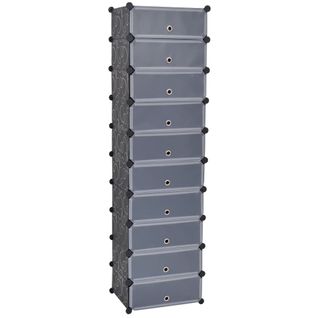 Range-chaussures, Étagère à Chaussures Avec 10 Compartiments Noir E95
