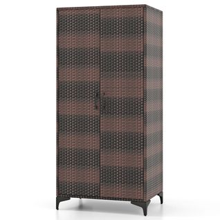 Armoire Penderie Organisateur De Vêtements Osier 2 Porteset 4 Cubes 72 X 50 X 157 Cm Marron