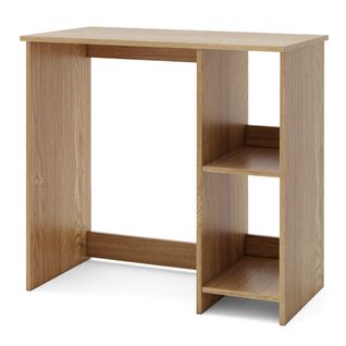 Bureau D'ordinateur Table De Travail 2 Compartiments Bureau Informatique 40 X 80 X74 Cm Naturel
