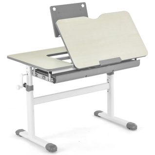 Bureau Pour Enfants Hauteur Réglable Avec Plateau Inclinable Support De Livre Tiroir Gris