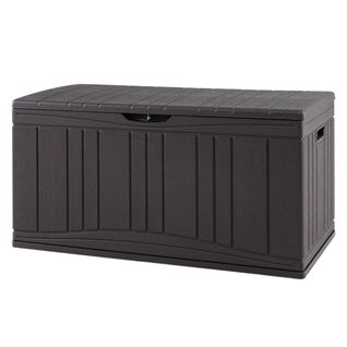 Coffre De Rangement Pour Patio Boîte De Rangement 300l Hdpe Avec Couvercle Verrouillable Marron