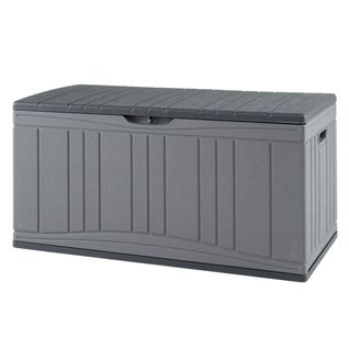 Coffre De Rangement Pour Patio Boîte De Rangement 300l Hdpe Avec Vérins à Gaz Gris