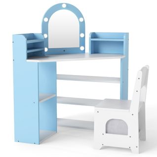 Coiffeuse D'angle Pour Enfants Avec Lumières Ensemble Table De Maquillage Princesse et Chaise