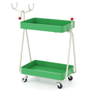 Desserte à Roulettes, Chariot De Rangement Noël à 2 Niveaux 55,5 X 28,5 X 66,5 Cm Vert