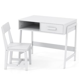 Ensemble Bureau Et Chaise Pour Enfants Ensemble Table D'étude Bois Avec Tiroir 85x48x70cm Blanc