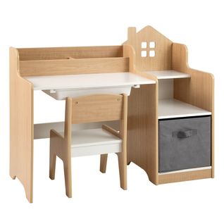 Ensemble Bureau Et Chaise Pour Enfants Table D'étude Pour Enfants Avec Etagères Ouvertes Tiroir Et