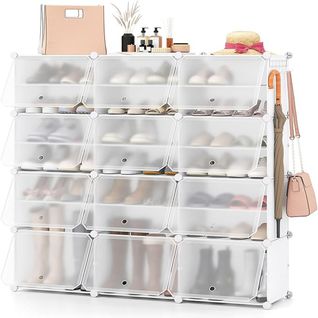 Étagère à Chaussures à 8 Niveaux Armoire à Chaussures En Plastique Pour 48 Paires