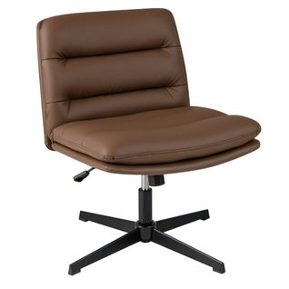 Fauteuil De Bureau Chaise De Bureau Sans Accoudoirs Hauteur Réglable Pivotante Marron