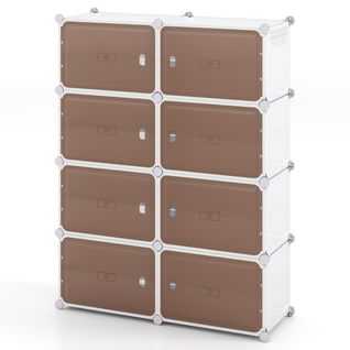 Meuble à Chaussure Pour 32 Paires 8 Boites Rangement Chaussures Empilable Étagères Amovibles