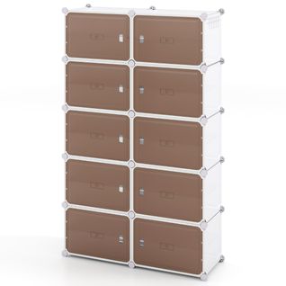 Meuble à Chaussure Pour 40 Paires 10 Boites Rangement Chaussures Empilable Étagères Amovibles