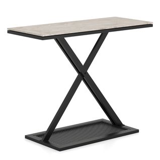 Table Console Avec Plateau En Faux Marbre Table D'entrée Pieds Réglables 100 X 40 X 77,5 Cm