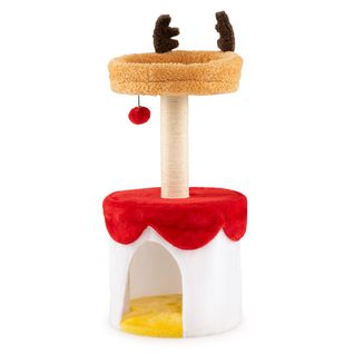 Arbre à Chat De Noël Avec Lit Tour Pour Chaton De 80cm Avec Poteau à Griffer En Sisal Balle