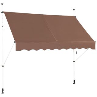 Auvent Manuel Rétractable 200cm Hauteur Réglable Store Banne Aluminium Tissu Oxford Anti Uv Café