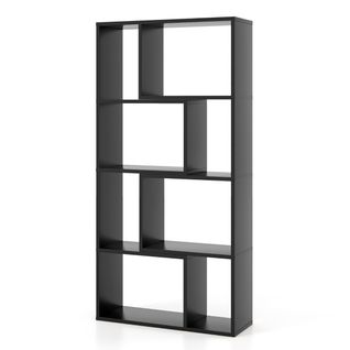 Bibliothèque Géométrique à 4 Niveaux Etagères De Rangement Moderne à 8 Cases 60x20x120cm Noir