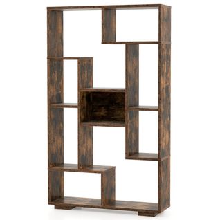 Bibliothèque Géométrique Étagère De Rangement Autoportante Kits Anti-basculement 70x20x120cm Café