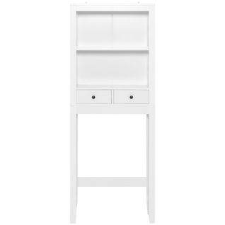 Étagère Au-dessus Des Toilettes Meuble De Salle De Bain Autoportant Avec 2 Tiroirs Blanc