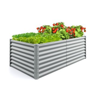 Lit De Jardin Jardinière Surélevée Rectangulaire Métal Avec Protection D'angle 180x95x60cm Gris