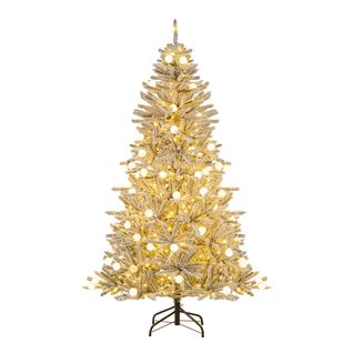 Sapin De Noël Artificiel Enneigé De 180cm Avec 51 Boules Lumineuses 250 LED Blanc Chaud 637 Branch