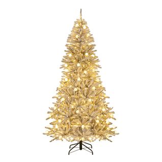 Sapin De Noël Artificiel Enneigé De 210cm Avec 65 Boules Lumineuses 350 LED Blanc Chaud 905 Branch