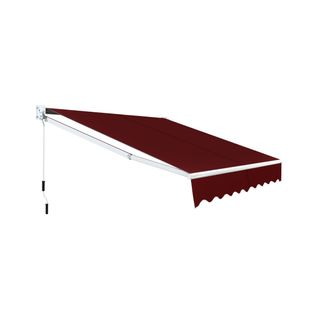 Store Banne Auvent Rétractable Manuel 245x200cm Angle Ajustable Pour Balcon/jardin Rouge