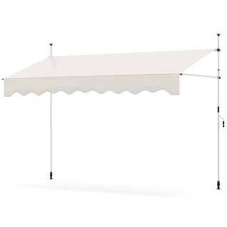 Store Banne Manuel Rétractable 300x210-300cm Auvent Pare-soleil Réglable Avec Manivelle Blanc