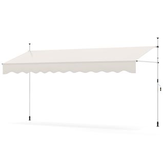 Store Banne Manuel Rétractable 400cmx210-300cm Auvent Pare-soleil Réglable Avec Manivelle Blanc