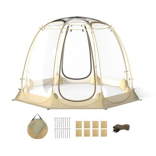 Tente Bulle Pop-up Transparent En Pvc 265x265cm Résistant Aux Intempéries Abri D'hiver Pliable