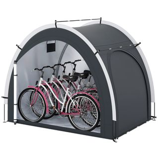 Tente De Rangement Pour Vélos Abri Portable Avec Tissu Argenté Imperméable Porte Zippée Et Entrée