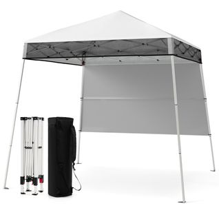234x234cm Tente Tonnelle Pop-up Avec Panneau Latéral Abri De Gazebo Pliant Réglables Blanc